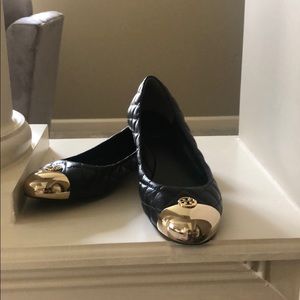 Tory Burch black quilted flats